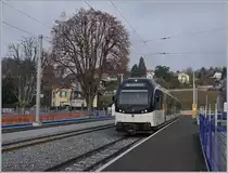 Der CEV MVR SURF GTW ABeh 2/6 7505 beim Halt im vollständig neu gestalteten Bahnhof St-Légier Gare. 

28. Dez. 2018  