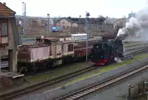 Dampf, Diesel, E-Lok auf einem Bild. 199 877, 99 7245-6 und ganz im Hintergrund 187 003 Nordhausen 30.12.2018
