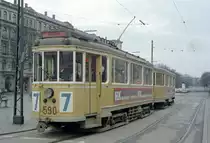 København / Kopenhagen Københavns Sporveje SL 7 (Tw 590 + Bw 15xx) København K, Nørre Voldgade / Frederiksborggade / Nørreport Station (: DSB-Bahnhof Nørreport) im November 1969. - Scan eines Farbnegativs. Film: Kodak Kodacolor X.