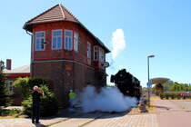 Das historische Stellwerk Wm in Wittenberge beim Sommerdampf am 07.07.2018.
