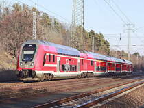 445 004 / 445 006 bei Diedersdorf am 20. Januar 2019 auf den südlichen Berliner Ring als RE 5 nach Rostock Hbf.