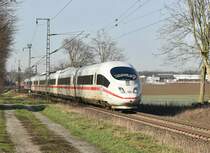 ICE 4682 als Umleiter am Samstag den 19.Januar 2019 bei Boisheim in Richtung Mönchengladbach fahrend.