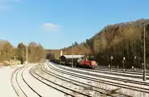 261 016 und 261 065 sind mit der Übergabe nach Blankenstein am 22.01.19 in Bad Lobenstein zu sehen.