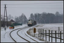 Das Wettrennen hat der Schneepflug verloren. 
2170.001 kurz vor der Haltestelle Wies Markt an diesem Winterlichen 23.01.2019