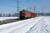 Erste Winteraufnahmen des Jahres 2019 aus meiner Region Solothurn mit Sonne und Schnee.

Re 430 363-2 mit Kehrichtzug.

Die Re 4/4 sind Universal-Elektrolokomotiven der SBB. Dementsprechend gelangen sie bei SBB CARGO vor allen Kategorien von Güterzügen zum Einsatz. Als  BOBO-Freund  widme ich bei meiner Einstellung vom 30. Januar 2019 die gesamte bei BB.de mögliche Serie bestehend aus sechs Bildern diesen fotogenen Maschinen.
Entstanden sind alle Aufnahmen am 29. Januar 2019 bei Deitingen.
Foto: Walter Ruetsch
