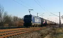 193 845 der mgw service führte für die EBS am 20.01.19 einen Kesselwagenzug durch Greppin Richtung Dessau.