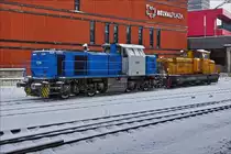 Die CFL Diesellok 1106 wird von der CFL Cargo 301 in die Abstellung vor einen bereitstehenden G�terzug geschoben. Belval-Universit�, am 31.01.2019.  (Hans)