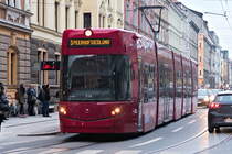 Tw. 314 der Innsbrucker Verkehrsbetriebe als Linie 3 an der Haltestelle Klinik/Universität, mit Ziel Peerhofsiedlung. Mit Inbetriebnahme der Linien 2 und 5 wird die Linie 3 wieder auf Amras-Innenstadt gekürzt. Aufgenommen 24.1.2019.