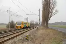 ČD 814 145 als Os 6513 Most - Žatec západ // Südlich von Počerady // 1. Februar 2019
