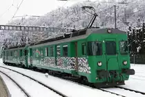 MAKIES Lokzug 38020L Samstagern - Gettnau mit BDe 576 056-6  ELISI  und 576 057-4  JEANETTE  bei einem Zwischenhalt in Wolhusen am 7. Februar 2019.
Foto: Walter Ruetsch 