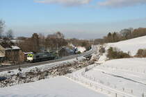 Am 31.1.19 machte sich diese Captrain Class 66 auf den Weg von Aachen West ins belgische Montzen, ein wenigen Augenblicken wird sie in den Gemmenicher Tunnel einfahren, durch den die Staatsgrenze verläuft.