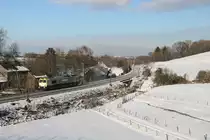Am 31.1.19 machte sich diese Captrain Class 66 auf den Weg von Aachen West ins belgische Montzen, ein wenigen Augenblicken wird sie in den Gemmenicher Tunnel einfahren, durch den die Staatsgrenze verläuft.