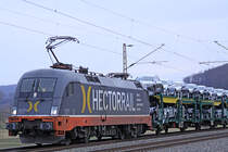 Hectorrail 242 531 am 08.02.2019  9:29 nördlich von Salzderhelden am Bü 75,1 in Richtung Göttingen