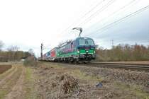 ELL/TX Logistik Siemens Vectron 193 266-4 mit KLV am 08.02.19 in Mainz Bischofsheim Netztrennstelle 