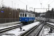 S'BLAUE BÄHNLI
Vom Regionalverkehr Bern Solothurn RBS
Impressionen der Sonderfahrt vom 8. Februar 2019.
Bahnhofseinfahrt Worblaufen.
Foto: Walter Ruetsch