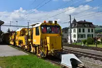 Gleisbaumaschine Matisa R21RD-1 der Sersa Group steht am 08.07.2018 im Bahnhof Appenzell