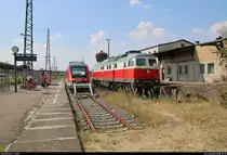 648 766 (Alstom Coradia LINT 41) von DB Regio Nord als RB 14170 (RB81) nach Bodenfelde trifft in ihrem Startbahnhof Nordhausen auf die abgestellte 232 531-4 DB.
[3.8.2018 | 15:19 Uhr]