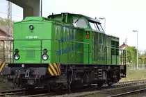 V100 03 der Ilmebahn GmbH abgestellt im Bahnhof Einbeck Salzderhelden. 09.05.2017.
