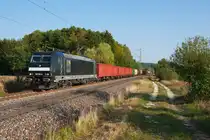 185 563 mit einem Eaos-Zug bei Postbauer-Heng Richtung Nürnberg, 28.08.2018
