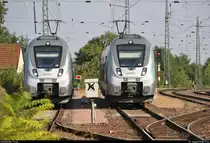 Neben dem vorübergehend abgestellten 9442 105 (Bombardier Talent 2) von Abellio Rail Mitteldeutschland erreicht 9442 113 als RE 74714 (RE9) von Halle(Saale)Hbf nach Kassel-Wilhelmshöhe den Bahnhof Lutherstadt Eisleben auf der Bahnstrecke Halle–Hann. Münden (KBS 590).
Aufgenommen von Bahnsteig 1.
[3.8.2018 | 17:34 Uhr]