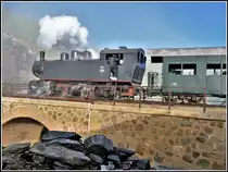Eritrean Railways steamtrain special mit Malletlok 442.56 verlässt Arbaroba. (18.01.2019)
