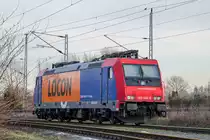 SBB Cargo (Lok 482 046) mit LOCON Logo im Anschluss des Kreidewerk’s in Sassnitz Lancken. - 15.02.2019
