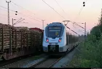 Nachschuss auf 9442 605 (Bombardier Talent 2) von Abellio Rail Mitteldeutschland als RB 74792 (RB75) von Halle(Saale)Hbf nach Sangerhausen, die den Hp Halle Rosengarten auf der Bahnstrecke Halle–Hann. Münden (KBS 590) verlässt.
[3.8.2018 | 20:42 Uhr]