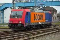 SBBCARGO Lok 482 046 von Lancken kommend bei einer Rangierfahrt für LOCON auf dem Bahnhof Bergen auf Rügen. - 17.02.2019
