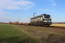 Bei meinem Erkältungsspaziergang am Donnerstag dem 31.01.2019, mit meiner Kamera, begegnete mir 193 875 (Connecting Europe) MRCE für Boxxpress mit einem Containerzug bei Niedernjesa