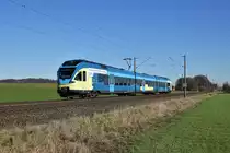 Alpha Trains Europa 427 122/622, vermietet an Keolis Deutschland -Eurobahn- (ET 8.14), noch in den Farben der Westfalenbahn, als RB 61 (20370)  Wiehengebirgs-Bahn  Bielefeld Hbf - Hengelo (bei Melle, 15.02.19).