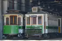 No.1 wurde als Beiwagen in den ersten Jahren des 20. Jahrhunderts gebaut, No.275 ist einer der Nachbauten des ersten Straßenbahnwagens mit Drehgestellen der US-amerikanischen J. G. Brill Company. (Museu do Carro Eléctrico Porto, Januar 2017)


