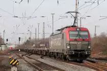PKP 193-508 mit einem fast leeren Containerzug es waren 3 Container geladen in Recklinghausen-Ost 20.2.2019