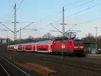 112 144 -1 schiebt den RE 1 (21866) Büchen - Hamburg Hbf. aus Schwarzenbek; 19.02.2019 
