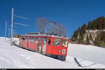 VRB Bhe 2/4 1 von 1937 am 16. Februar 2019 auf Talfahrt zwischen Rigi Staffelhöhe und Rigi Kaltbad.