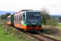 D-GWTR 654 017-2 als letztes Fahrzeug des GW 8107 (Ceske Budejovive - Cerny Kriz) am 22.September 2018 bei Borsov nad Vltavou.