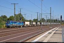 KLV-Zug mit 383 006-4  www.1vagon.cz  (Siemens Vectron) der ČD Cargo, a.s. durchfährt Magdeburg Hbf in südlicher Richtung.
[7.8.2018 | 10:37 Uhr]