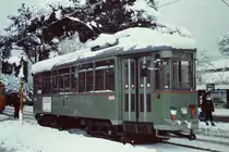 11 feb 1986, another view of the heavy snow at Rome,tram ATAC 2049 at via Prenestina  