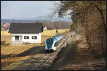 Der nächste Durchblick. 
In Bergla haben die Mitarbeiter der GKB einen ganzen Hang von Gestrüb befreit . 
GTW 08 an diesem sonnigen 21.02.2019