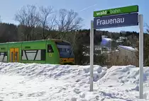 650 650 verlässt am 15.02.2019 den Bahnhof Frauenau in Richtung Grafenau