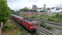 114 039 zieht eine RB nach Neckarsulm in den Bahnhof Ludwigsburg. Aufgenommen am 25.8.2018 