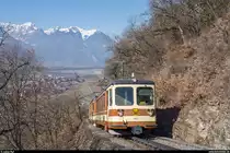 AL BDeh 4/4 302 mit Bt 351 am 23. Februar 2019 auf Bergfahrt kurz vor der Haltestelle Fontanney.