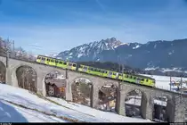 AL BDeh 4/4 313 mit Bt 361 und 363 am 23. Februar 2019 auf Bergfahrt zwischen Leysin-Village und Versmont.
