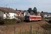 628 548 kurz vor Nonnenhorn, Fahrtrichtung Friedrichshafen. 24.2.19