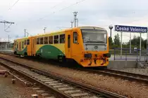 CD 814 148-3 am 23.September 2018 im Bahnhof Ceske Velenice.