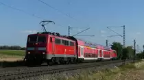 111 194 befördert eine Ersatzgarnitur für den Mittelhessenexpress als RB49 nach Friedberg. Aufgenommen zwischen 12.9.2018 16:22