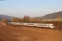 IC 2063 (Karlsruhe Hbf-Nürnberg Hbf) mit Schublok 120 144-1 bei Lorch 17.2.19