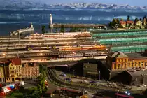 Der Bahnhof von Lindau nachgebaut in Straubing am 22.02.2019. Das Mini Land aus Kirchheim bei München ist nun seit einem Jahr in Straubing und nennt sich Blue Brix Straubinger Wunderwelten.
