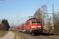 111 079-0 mit dem RE 19417 (Stuttgart Hbf-Aalen Hbf) bei Urbach 17.2.19