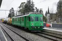 Swiss Rail Traffic (SRT)
Güterverkehr ab und nach Rekingen via RBL.
Makies-Triebwagen BDe 576 059, ehemals SOB, im Dienste von SRT.
Bei der Bahnhofsdurchfahrt Bad Zurzach am 1. März 2019.
Foto: Walter Ruetsch
