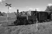 MPZ  Fabia  (Bn2t, Henschel, Bauj. 1913, Fab.Nr. 12311) am 29.September 2018 mit dem Os 34804 von Zastavka u Brna kurz vor der Endstelle Dul Jindrich.